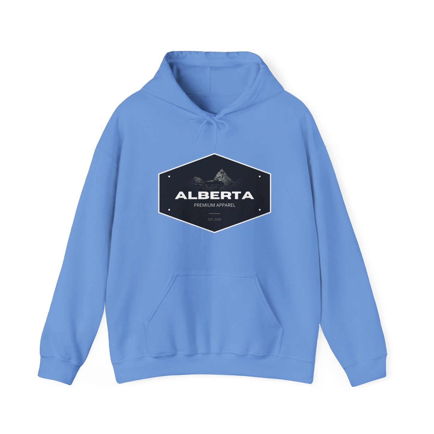 Alberta Hex Logo Hoodie — Vintage Mountain Crest Sweatshirt