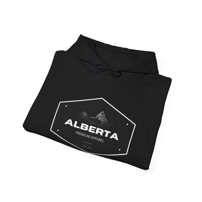 Alberta Hex Logo Hoodie — Vintage Mountain Crest Sweatshirt
