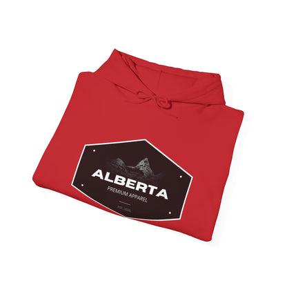 Alberta Hex Logo Hoodie — Vintage Mountain Crest Sweatshirt